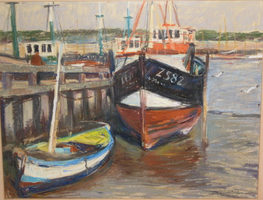 Georg HAMBÜCHEN - Painting - Hafen von Zeebrügge