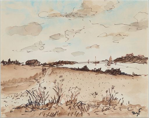 Marcel DYF - Zeichnung Aquarell - Estuary Landscape