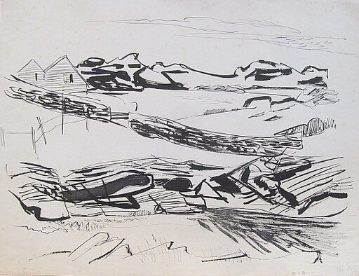 Erich HARTMANN - Drawing-Watercolor - #19771: Gebirgslandschaft.