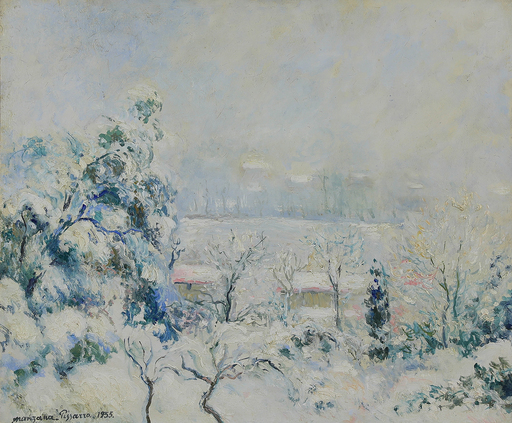 Georges MANZANA-PISSARRO - Gemälde - Vue de la Fenêtre de l'Artiste, Menton Carei sous la Neige