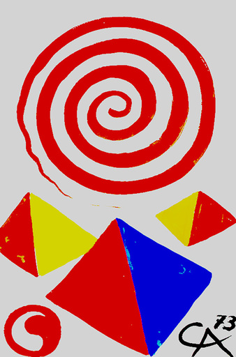Alexander CALDER - Painting - Untitled (Spiral and Pyramids)