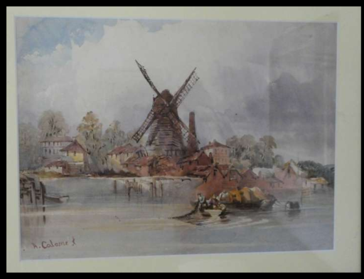 Alexandre CALAME - Drawing-Watercolor - Moulin et Rivière
