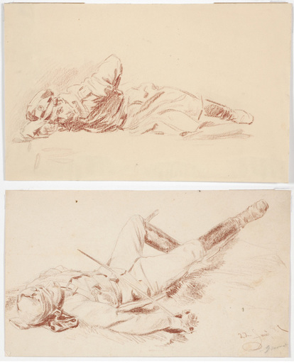 Wilhelm GAUSE - Disegno Acquarello - Wilhelm Gause (1853-1916) "Wounded and killed" two sketches