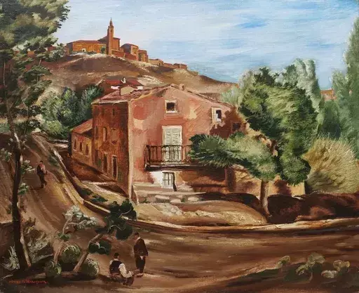 Henry DE WAROQUIER - 绘画 - Village en Italie