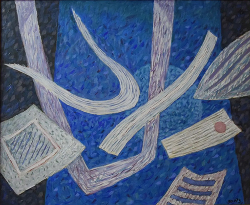 Henri GOETZ - Painting - Composition en bleu 