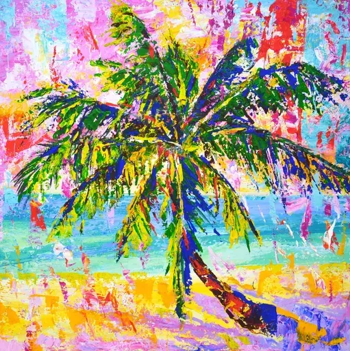 Iryna KASTSOVA - Gemälde - Palm. Ocean.