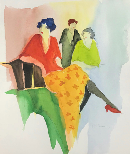 Isaac TARKAY - Dibujo Acuarela - Untitled (Three Women)