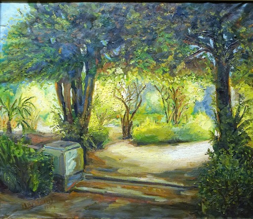Angeles BENIMELLI - 绘画 - "A la sombra de los árboles. Verano de 1954"
