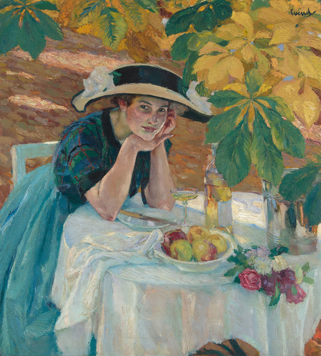 Edward CUCUEL - Painting - "Herbstblätter"/ "Déjeuner" 