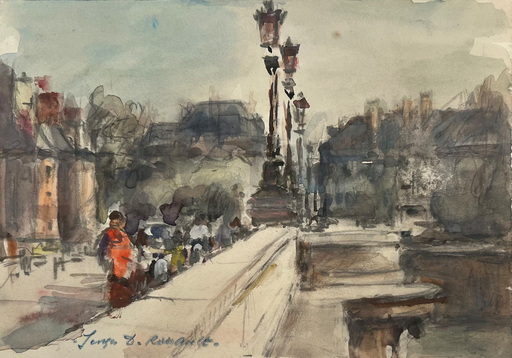 Georges-Dominique ROUAULT - Drawing-Watercolor - Vue du Pont-Neuf