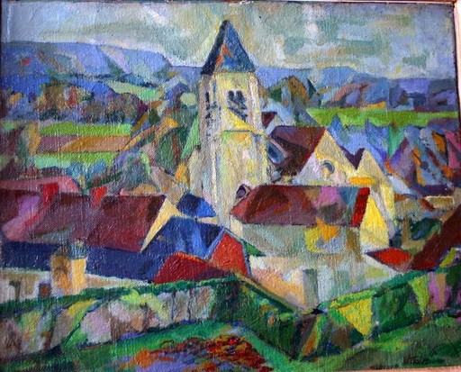 Macario VITALIS - Gemälde - Vue de village