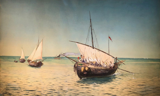 Giuseppe AURELI - Gemälde - Preparing to depart Secure Seas Capri
