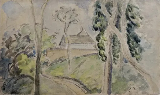 Camille PISSARRO - Gemälde - Country Scene with a House along a Road
