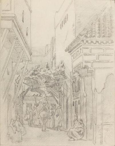 B. CONDE DE SATRINO - Drawing-Watercolor - Morocco – In the street – Circa 1916-17