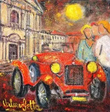 Valerio BETTA - Painting - Notte di Mille Miglia...a Brescia