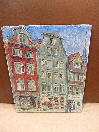 Heinrich RODE - Painting - Hamburger Altstadt-Häuserzeile