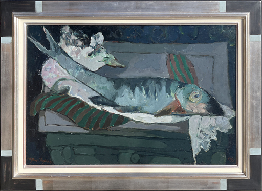 Jacques CHAPIRO - Pintura - Still life with fish