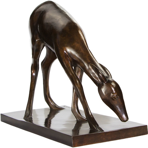 Armand PETERSEN - Skulptur Volumen - Antilope Broutant, Grande taille