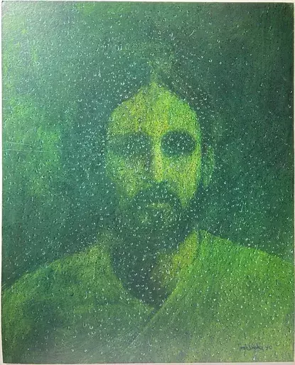 托马斯·桑切斯 - 绘画 - Jesús tras un cristal con gotas de lluvia