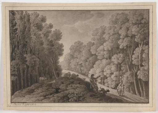 Deodat ROGER - Drawing-Watercolor - "Figures on a Forest Path", 1812, Drawing