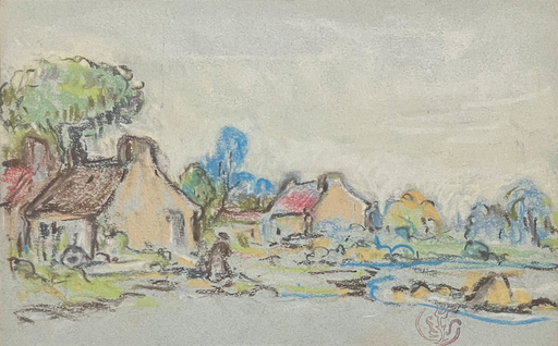 Claude Émile SCHUFFENECKER - Drawing-Watercolor - Le Hameau en Bretagne