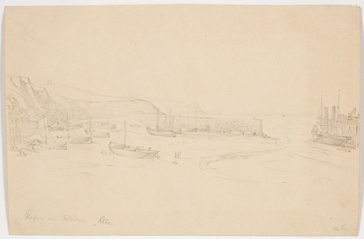 Thomas ENDER - 水彩作品 - "Ebb in Harbor of Folstone", drawing, ca 1817 