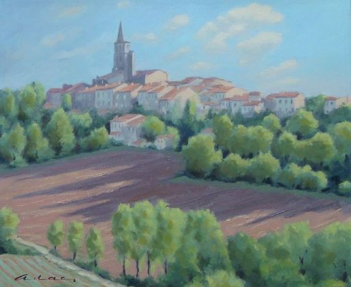 André LAC - Gemälde - Saint Félix de Lauragais au début de l 'Automne