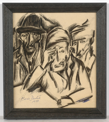 Boris DEUTSCH - Drawing-Watercolor - "Three Jewish men", drawing