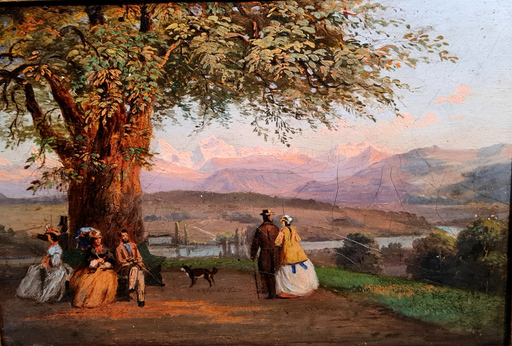 Heinrich FISCHER - Gemälde - Blick auf die Alpen.