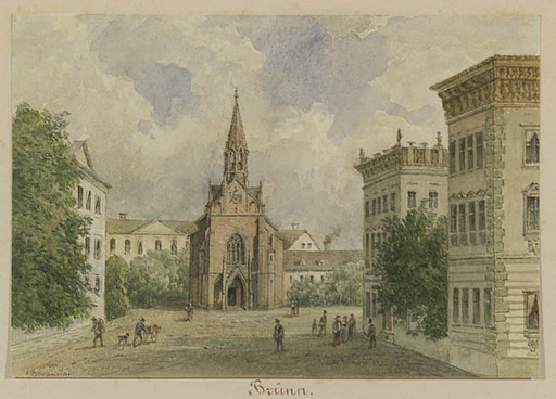 Franz BARBARINI - Disegno Acquarello - View of Bruenn, early 19th Century