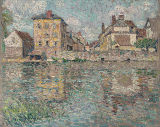 Henri LE SIDANER - Gemälde - Maison au soleil sur la rivière, Nemours