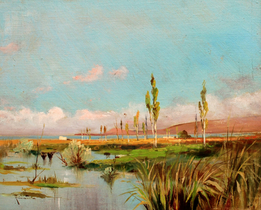Oscar RICCIARDI - Gemälde - Paesaggio costiero