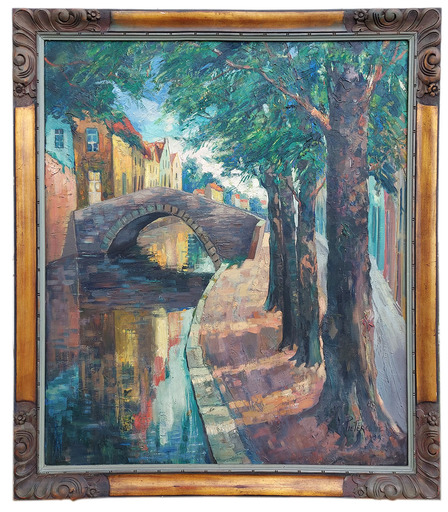Alfred PIETERCELIE - Pintura - QUAI VERT 1929