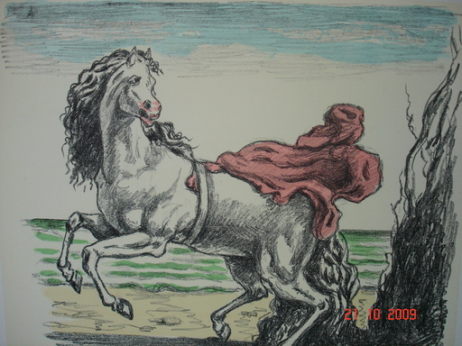 Giorgio DE CHIRICO - Estampe-Multiple - Cavallo con manto