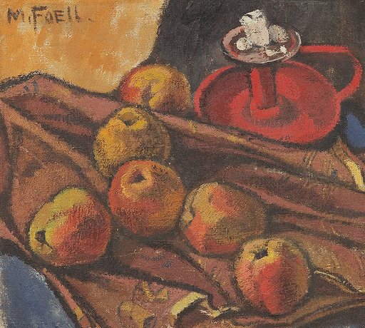 Maria HILLER-FÖLL - Pittura - Äpfel mit rotem Kerzenhalter