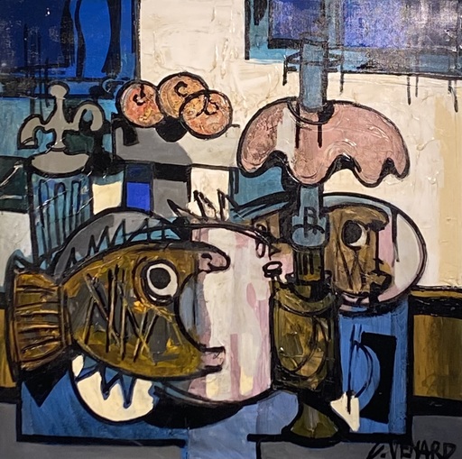 Claude VENARD - Peinture - Le poisson et son reflet