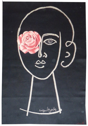 Roger BEZOMBES - Tapestry - La femme fleur