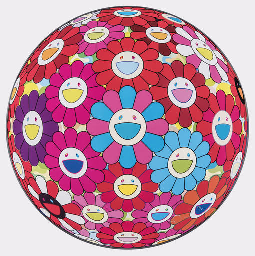 Takashi MURAKAMI - Estampe-Multiple - Flower Ball (3D) Blue Red