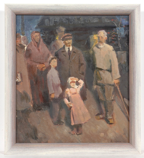 Arkady SOROKA - Peinture - "Lenin with Peasants", Soviet Socialist Realism