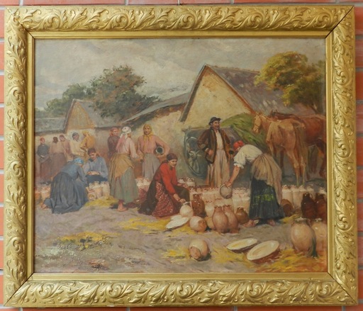 Lajos DEAK-EBNER - Pintura - The potter's market