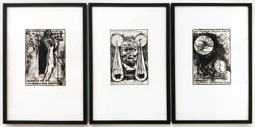 Günter BRUS - Estampe-Multiple - Triptychon "Die Sterne sind klug", 1991, Kaltnadelradierunge