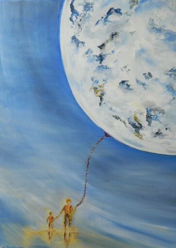 Christine DESPLANQUE - Painting - Dans la lune