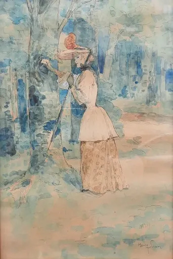 Henry SOMM - Zeichnung Aquarell - La Lettre d'amour