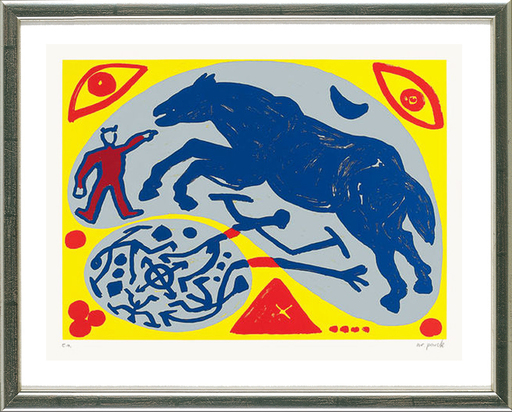 彭克 - 版画 - Das blaue Pferd und der Mongole