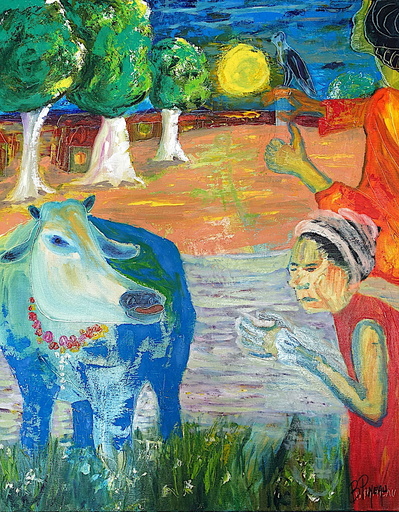 Bernard PINEAU - Painting - H111F40 Ahimsa Non-violence