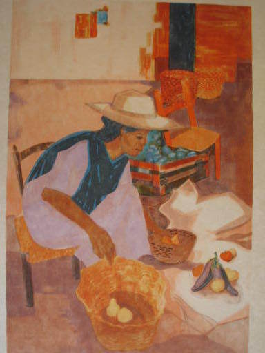Georges LAMBERT - Print-Multiple - Marché Mexicain,1976.