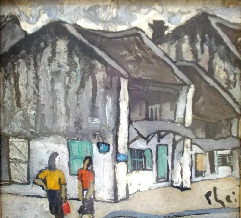 Hanoi Street Two Girls Chatting By Xuan Phai Bui Buy Art