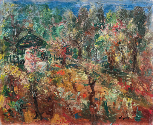 Sylvain VIGNY - Peinture - Le jardin à la tonnelle