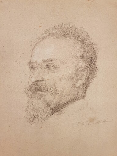 Charles Louis Lucien MULLER - Zeichnung Aquarell - Portrait d'homme