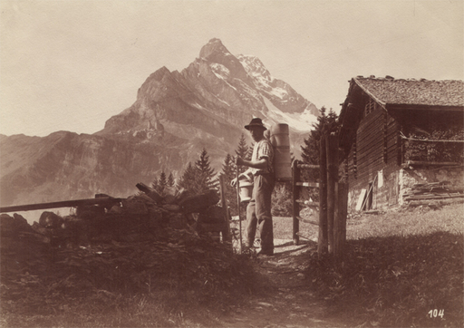 Hans Jakob SCHÖNWETTER - Photo - (Mountain farmer before shed)